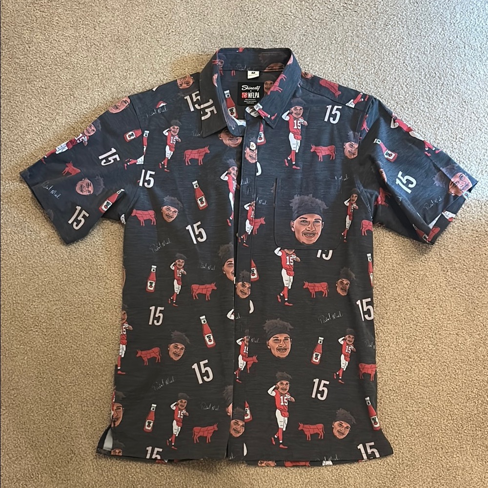 Black Casual Button Down Shirt with Playful Print